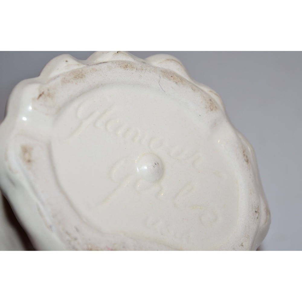 Vtg ivory with Pink gold Glamour Girl Lady head planter Art deco - Picture 9 of 12